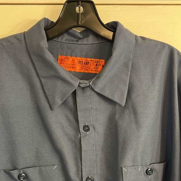 Red Kap 1923 Men’s Work Wear Button-Up Long Sleeve Mechanic Blue Shirt Size 3XL - Picture 2 of 11